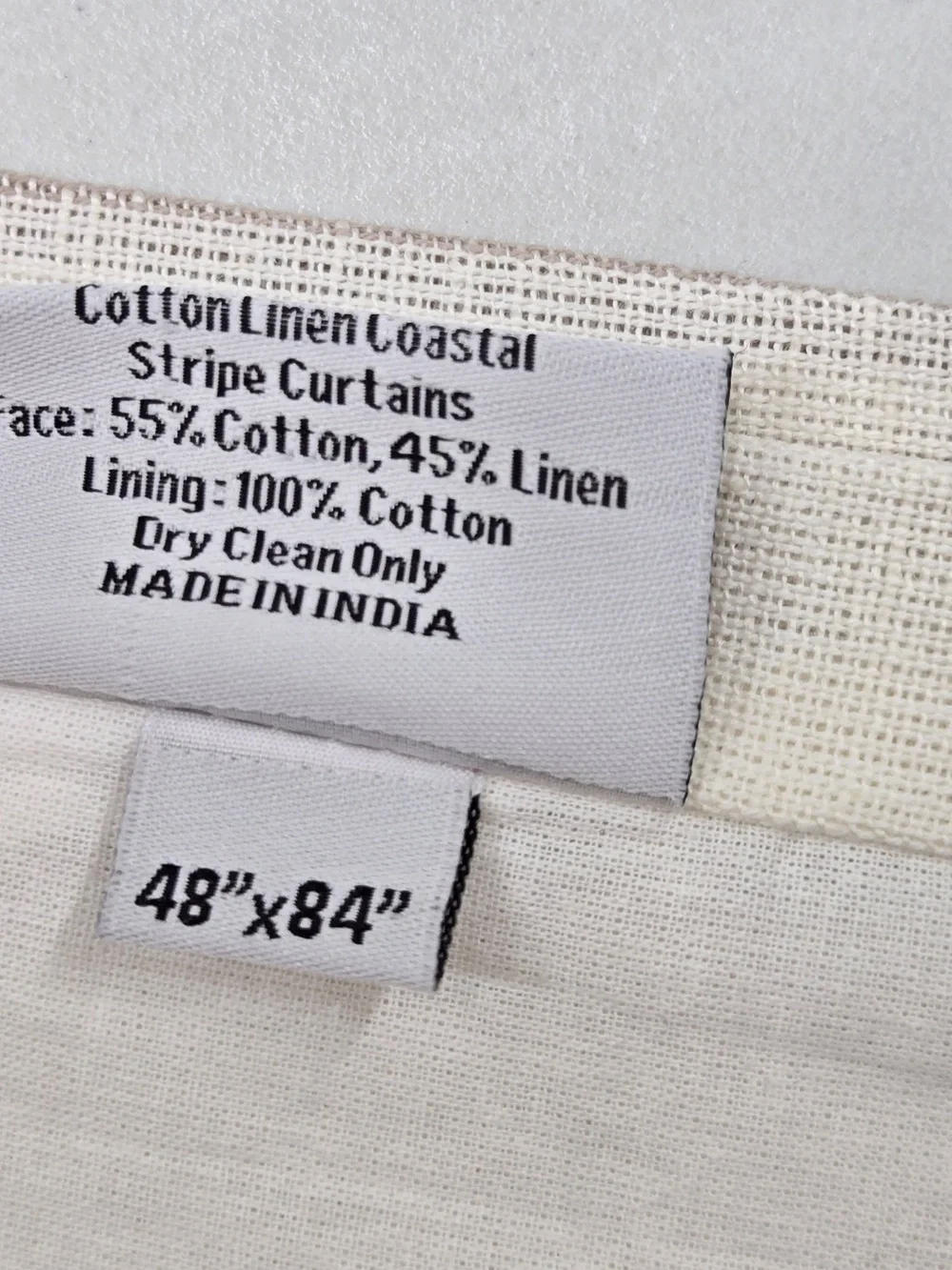 NWT QUINCE Set Of 2 48x84 Coastal Stripe Linen Cotton Curtains Ivory/Brown 9228